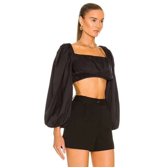 Zeynep Arcay Balloon Cotton Crop Top in Black 6 New Womens Blouse - Picture 5 of 13